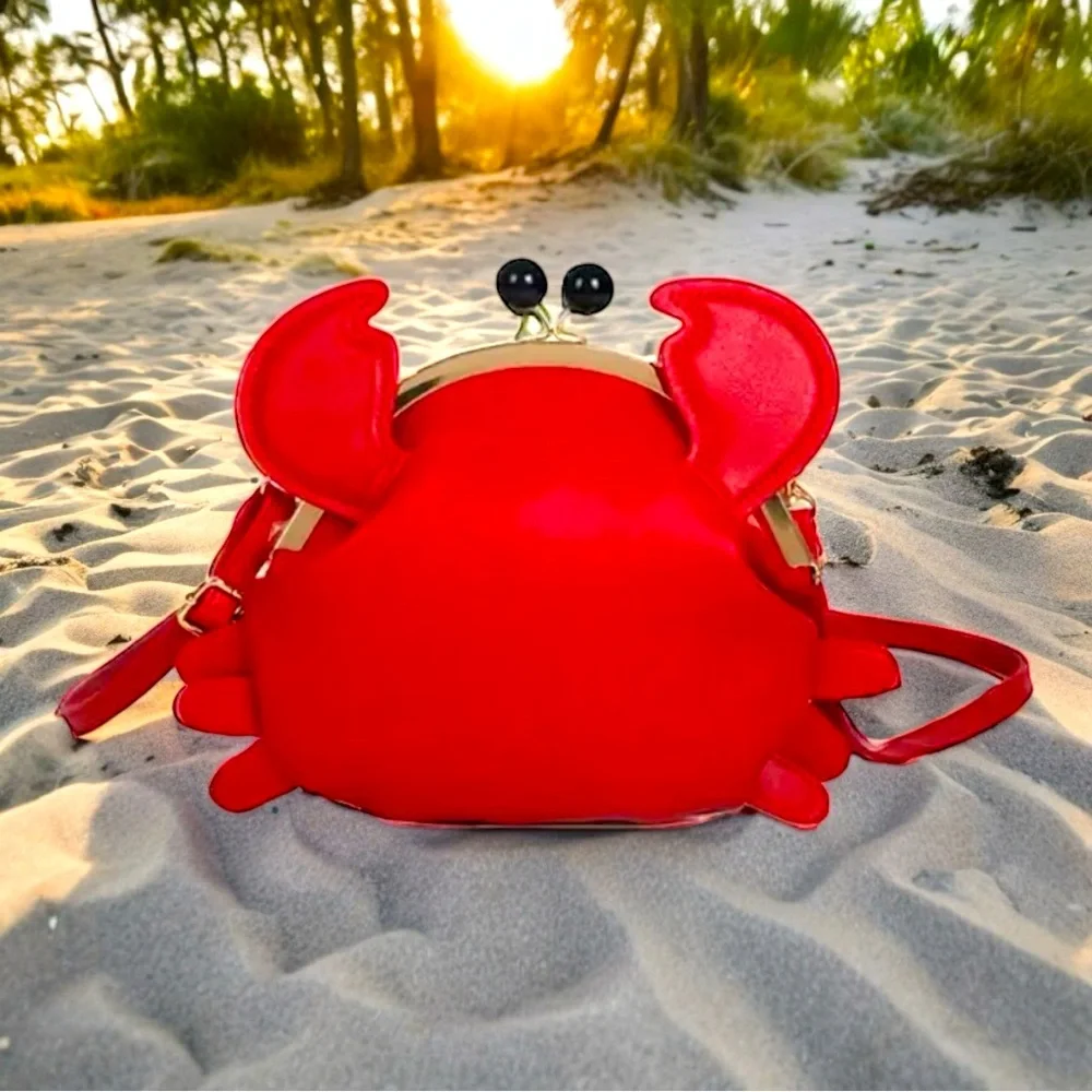 🆕 Cute Crab Crossbody Bag, PU Leather Handbag - Ariel 🧜♀️ - Sebastian 🦀